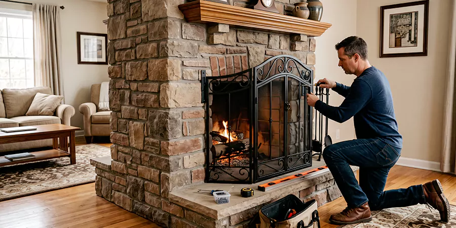 Custom and Decorative Fireplace Screen Installation Bellflower